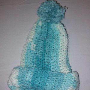 Size Small Homemade Crochet Hat Teal and White